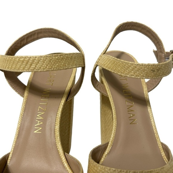 Stuart Weitzman Ryder 95 Platform Sandal Wheat Fine Rafia Size 10 New In Box - Picture 11 of 15